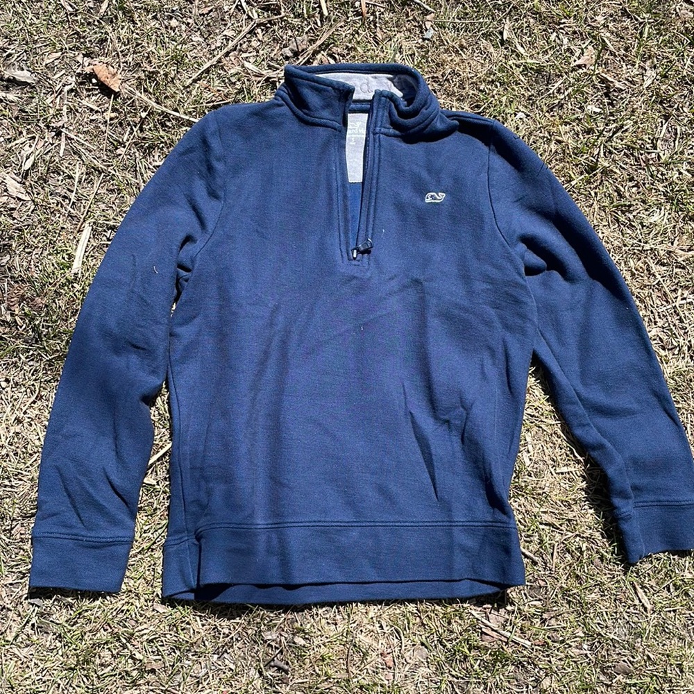 Vineyard Vines boys Small quarter zip lightweight prima cotton in navy
